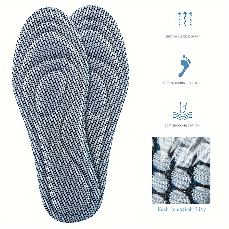 1 Pair 5D Memory Foam Insoles for Men & Women, Nano Sweat-Absorbing Running Cushions, Massage Sports Shoe Pads, Footbed Running Accessories