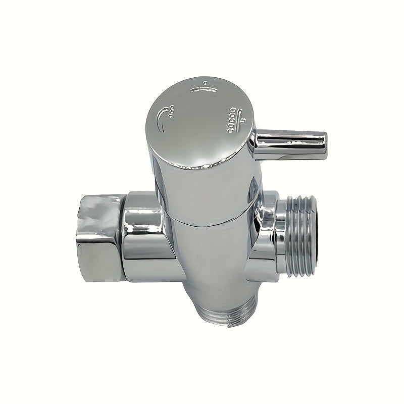 1pc Chrome-Plated Easy-Install Shower Diverter with Bidet Sprayer Adapter - Durable Plastic, No Power Needed, Perfect for Modern Bathrooms