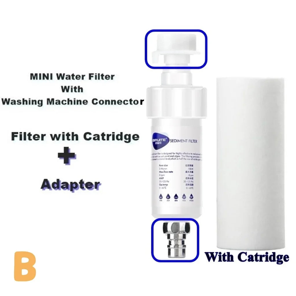 5'' PRE FILTER Water Filter Cartridge Washing Machine Filter with Adapter Bathroom Water Heater Toilet Household Purifier