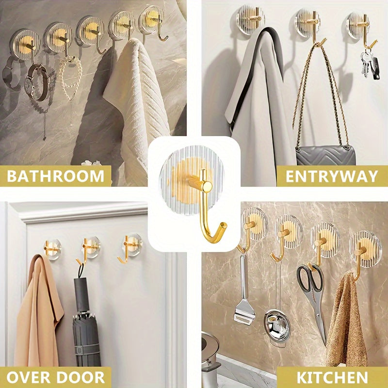 2pcs Metal Wall Hanging Hooks, Towels Clothes Bathroom Storage Hooks, Bedroom Wardrobe Hook, Dormitory Adhesive Holder, Bathroom Accessories, Christmas/Halloween Gift Decoration